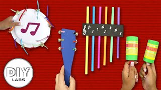 4 Easy MUSICAL INSTRUMENT CRAFTS to enjoy some music  FastnEasy  DIY Labs [upl. by Dnyletak]