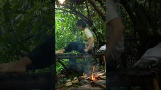 🤯solo camping😱  Relaxing forest  Survival Skills shorts [upl. by Novahs]