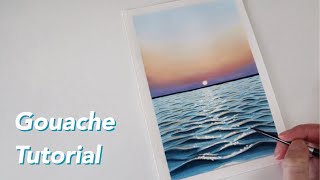 Gouache Tutorial  How to Paint a Beach Sunset [upl. by Levins]