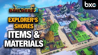 All Items amp Materials on the Explorers Shores  Dragon Quest Builders 2 [upl. by Lowis]