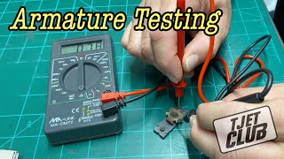 TJetClub How to test your armatures with a digital multimeter on TJets AFX and all Pancake Motors [upl. by Thorner]