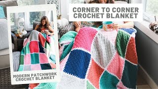 How To Crochet Modern Patchwork Throw [upl. by Gnoud]