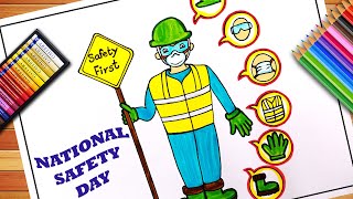 National Safety Day Poster  National Safety Day Drawing  Easy Poster Of National Poster Day [upl. by Achorn]