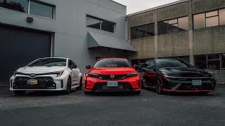 2024’S HOTTEST HATCHES TESTED GR COROLLA VS CIVIC TYPE R VS ELANTRA N [upl. by Yenaj]