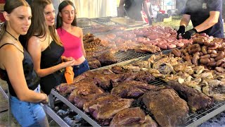 Italy Street Food Giant Fest Burgers Tbone Angus Grilled Meat Fiera dei Mangiari Mantova [upl. by Akirahs48]