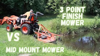 23 Mid Mount Mower VS 3 Point Finish Mower  Kubota B2601 and Land Pride FDR 1660 [upl. by Narih]