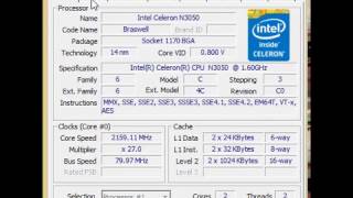 Intel Celeron Processor N3050  Specs CPUZ [upl. by Hsirap]