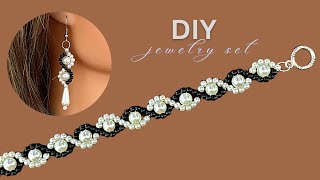 jewelry making tutorial Elegant design Beaded bracelet Beaded earrings [upl. by Enella]