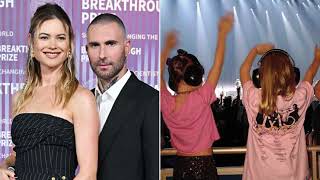 Behati Prinsloo Shares Rare Family Photos as Daughters Adorably Watch Dad Adam Levine Perform in Veg [upl. by Esalb]