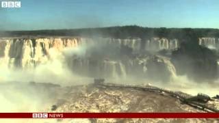 BBC News Iguazu waterfall records biggest ever flow [upl. by Creigh]