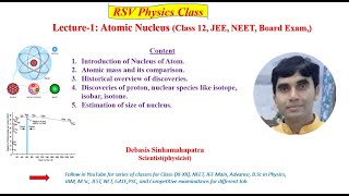 Lecture 1 Atomic Nucleus Class 12 [upl. by Lennod]