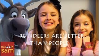 Sophia and Bella Singing REINDEERS ARE BETTER THAN PEOPLE Frozen Cover Live A Capella on Mugglesam [upl. by Capon]