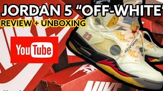 NIKE AIR JORDAN 5 OFFWHITE PK REVIEW  UNBOXING  BR 🇧🇷🎥 [upl. by Markland]