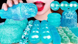 ASMR JEWELRY CANDY ICE JELLY SNOBALLS MARSHMALLOW CAKE 하늘색 디저트 먹방 EATING SOUNDS MUKBANG 咀嚼音 [upl. by Buschi]