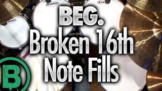 Broken 16th Note Drum Fills  Beginner Drum Lessons [upl. by Eirual279]