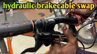 how to swap hydraulic brake hoses cablehydraulic brake cable change cycling hydraulic viral [upl. by Pelagia]