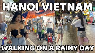 Hanoi Vietnam Nightlife  Walking on a rainy day at night [upl. by Aynod861]