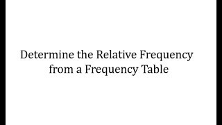 Determine the Relative Frequency from a Frequency Table [upl. by Aileno]