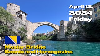 Mostar Bridge Bosnia and Herzegovina walking with just ambient sound [upl. by Annawahs]