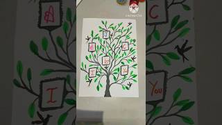 beautiful family tree drawing video 😍shortsvideo cardbordcraft drawing watercolorpainting [upl. by Petes922]