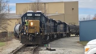 Railroad Switching Industrial Spur amp CSX Street Running Louisville Kentucky Trains CSX Short Line [upl. by Ruamaj]