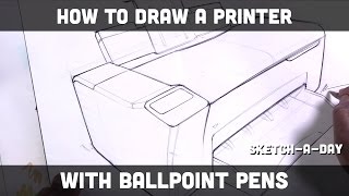 How to draw a printer with ballpoint pens [upl. by Afra517]