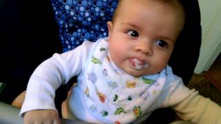 4 month old baby eats for first time [upl. by Dusty]