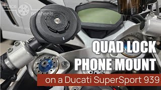 Quad Lock Stem Mount on a Ducati SuperSport for Phone Charging [upl. by Acyssej]