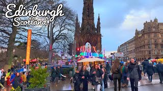 Edinburgh Scotland  Christmas Walking Tour 4K HDR 60fps [upl. by Shepp]