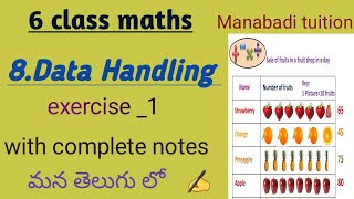 Data Handling class6exercise 1with notes✍️manabadi tuition [upl. by Martyn721]