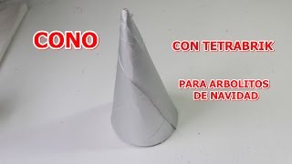 COMO HACER UN CONO DE TETRABRIK PARA ARBOL DE NAVIDAD  TETRA BRICK MADE WITH CONE [upl. by Esemaj]