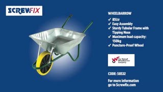 Screwfix  WALSALL EASILOAD PUNCTUREPROOF WHEELBARROW GALVANISED 85LTR [upl. by Prent]