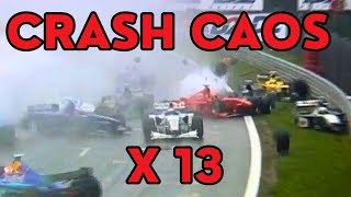 Buckle Up for the Legendary 1998 Belgian Grand Prix  F1 Crash [upl. by Cathlene]