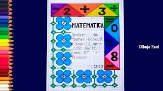 Bonita caratula para MATEMATICAS primaria para dibujar [upl. by Morgan528]