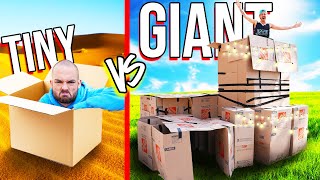 Tiny VS GIANT Box Forts Challenge [upl. by Lorrayne]