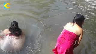 Holy Bath Of Nepali Womean Unseen And Wild sali nadi nepal [upl. by Udell]