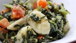 Jamaican Callaloo With Green Bananas amp Coconut Milk [upl. by Dannel929]