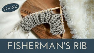 How to Knit the Fishermans Rib in the Round  Easy Knit Stitch Tutorial [upl. by Madi53]