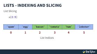 Python Lists Indexing amp Slicing [upl. by Adnyl]