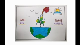 world water day poster drawingsave life save water drawingsave earth save nature drawing [upl. by Butch]