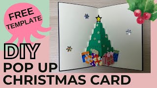 DIY POP UP CHRISTMAS CARD  FREE TEMPLATES  PAPER CRAFTS [upl. by Eesac]