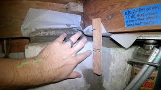 How to Jack Up a House from Underneath  Crawlspace Using Bottle Jack Grade Stick and Laser Line [upl. by Aneerbas]