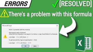 ✔ Resolved Excel Error quotTheres a problem with this formulaquot  ⚠ Excel Errors [upl. by Yaj360]