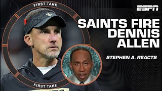 Stephen A amp Shannon Sharpe’s INSTANT reaction to the Saints firing HC Dennis Allen  First Take [upl. by Leinod661]