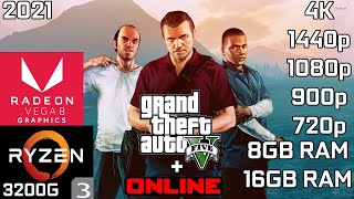 GTA V  Ryzen 3 3200G Vega 8 amp 8GB RAM  16GB RAM [upl. by Katusha]