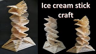 How to make Ice cream stick craft  decoration tower  DIY  Popsicle stick craft [upl. by Ellord]