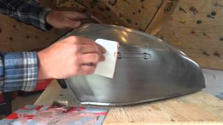 How To Repair A Motorcycle Gas Tank Dent Or Ding With Bondo [upl. by Immat]