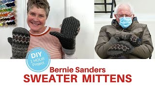 DIY Upcycled Sweater Mittens  Simple Sewing Tutorial [upl. by Suiremed250]