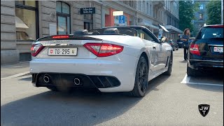 Maserati GranCabrio MC Stradales amp GranTurismos in Zurich GREAT Exhaust SOUNDS [upl. by Ellenor]