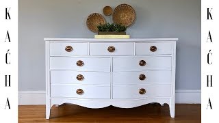 DIY White Dresser Makeover with Chalk Paint  Wood Stain [upl. by Amando]